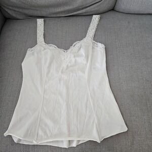 VTG Olga Lace Trim Ivory  Camisole Sz Small  Tank Top Slip Fairy  Coquette